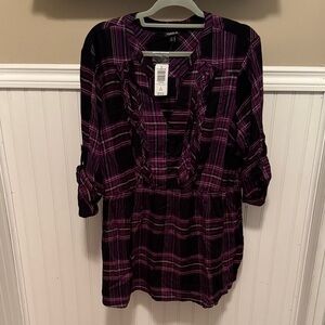 Torrid Plaid Blouse in Black and Purple